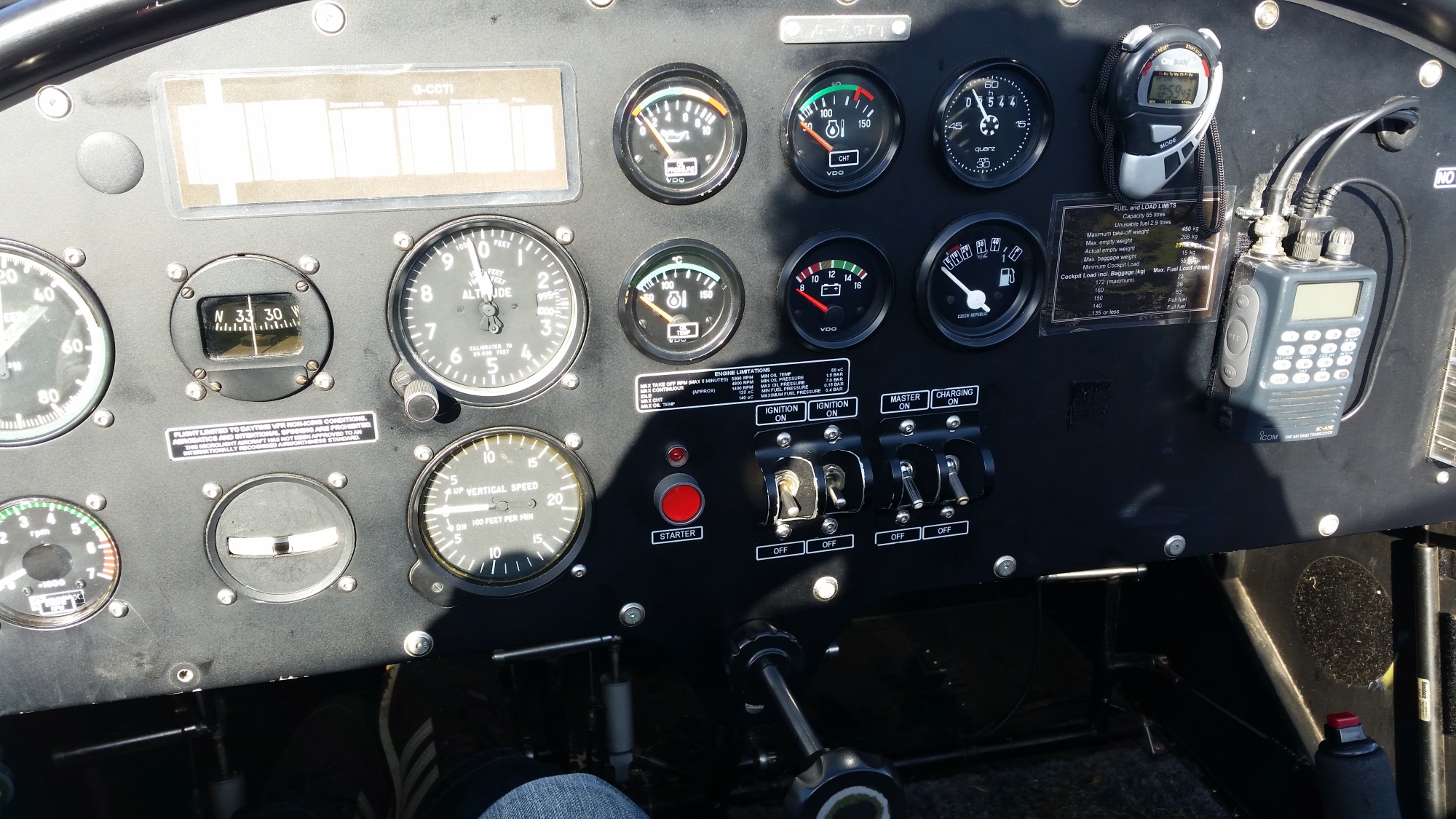 The instruments and controls of a microlight